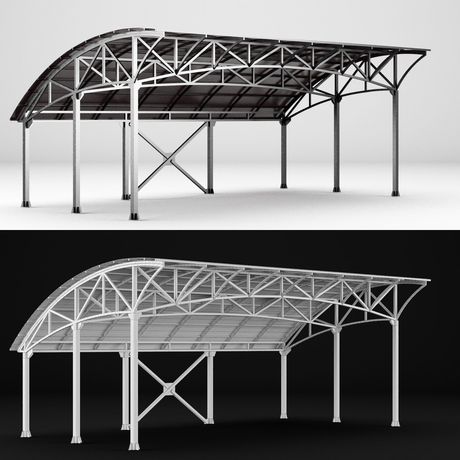 Metall carport 1 3D model_6