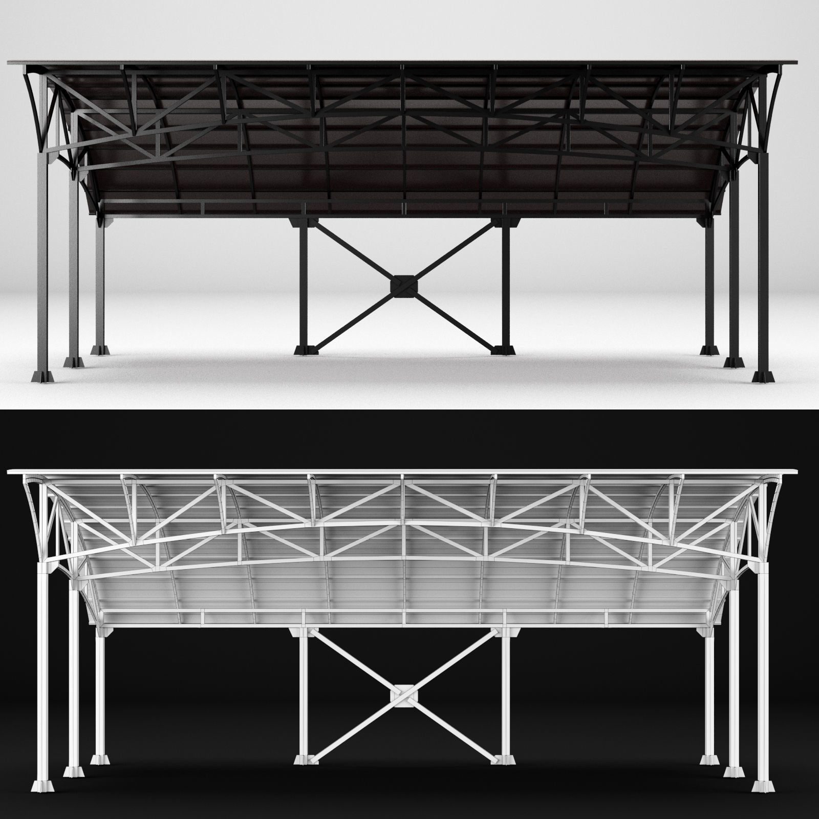 Metall carport 1 3D model_4