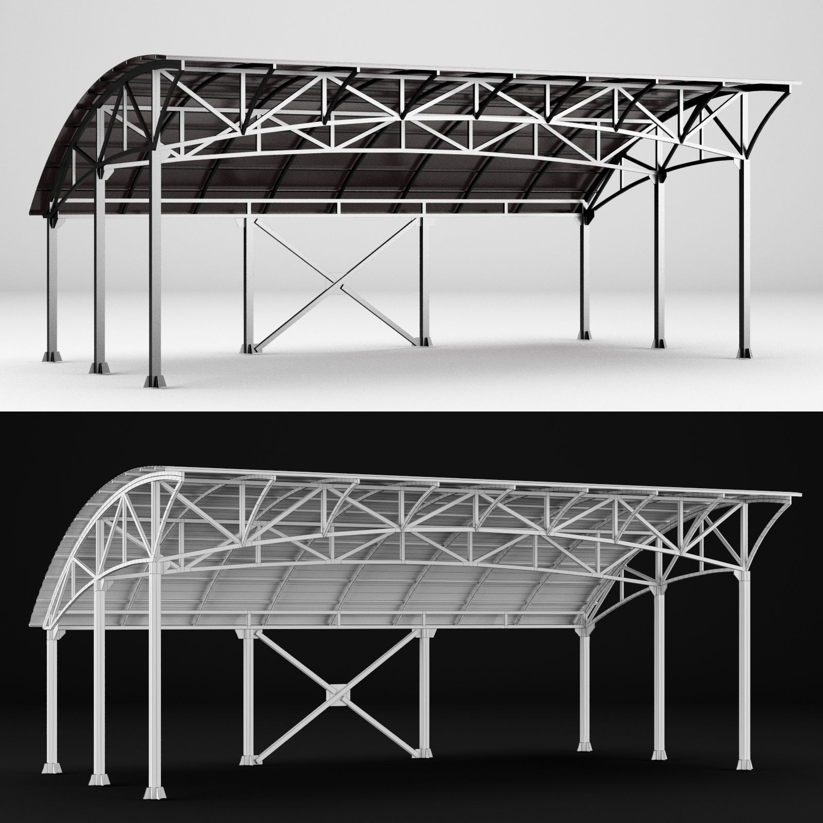 Metall carport 1 3D model_1