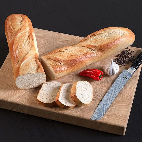 Baguette knife 3D model