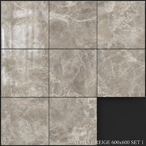Yurtbay Seramik Alpha Greige 600x600 Set 1 3D model