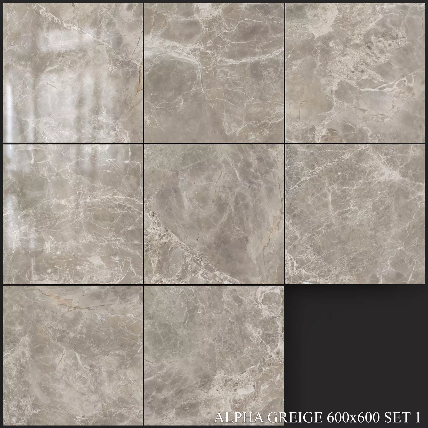 Yurtbay Seramik Alpha Greige 600x600 Set 1 3D model_0