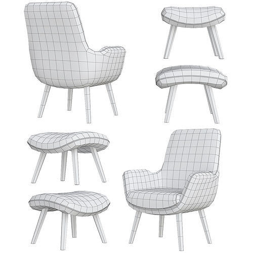Moby Accent Armchair 3d model Low-poly 3D model 2