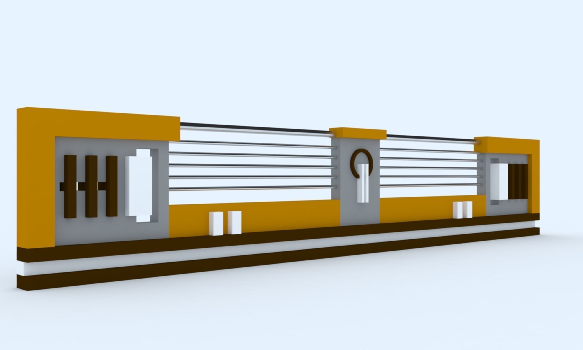 3D Railing train station Low-poly 3D model_2