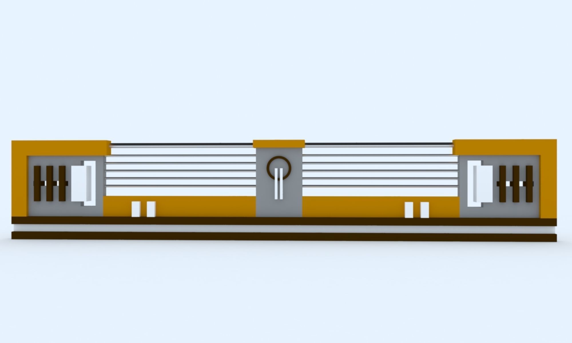 3D Railing train station Low-poly 3D model_1