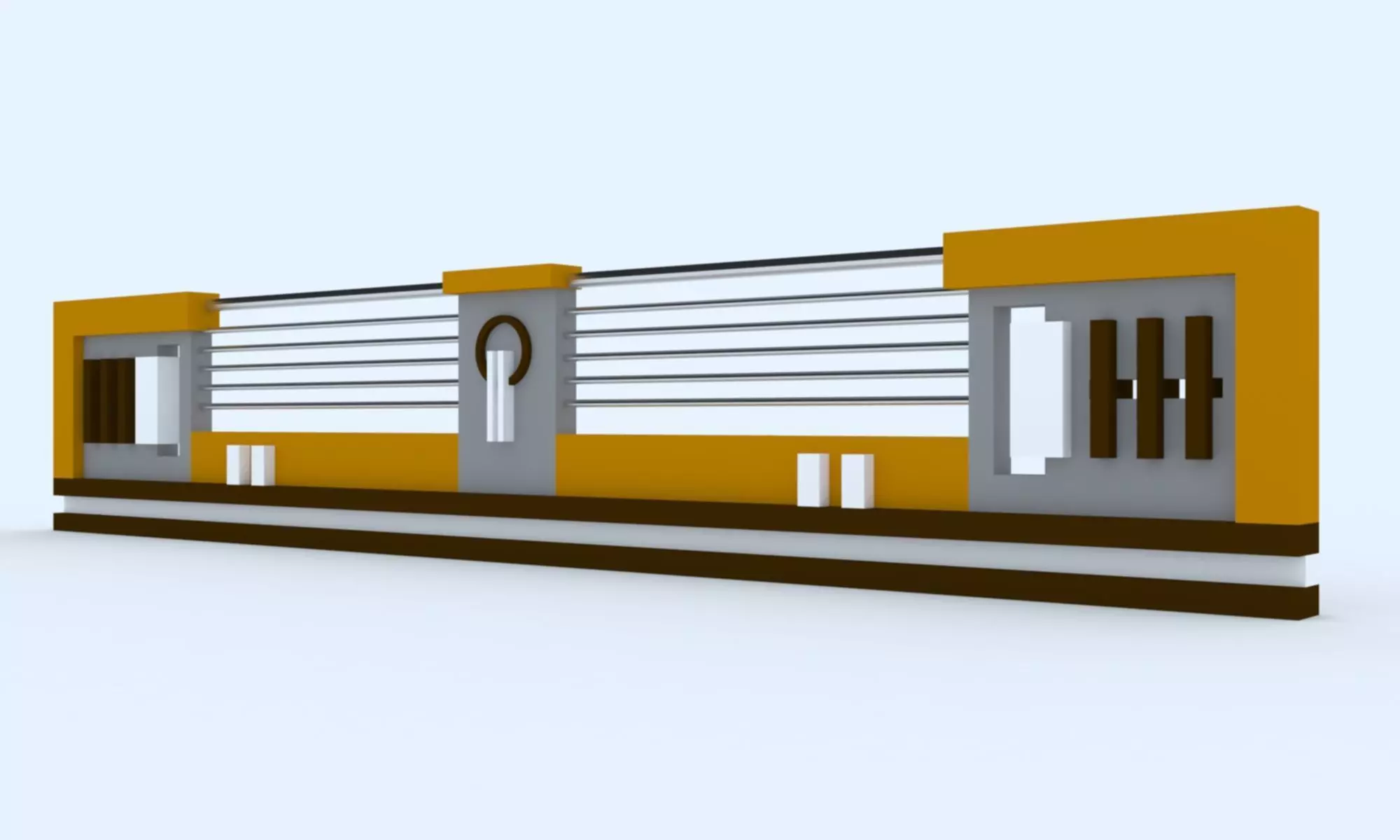 3D Railing train station Low-poly 3D model_0