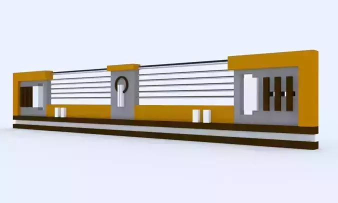 3D Railing train station Low-poly 3D model