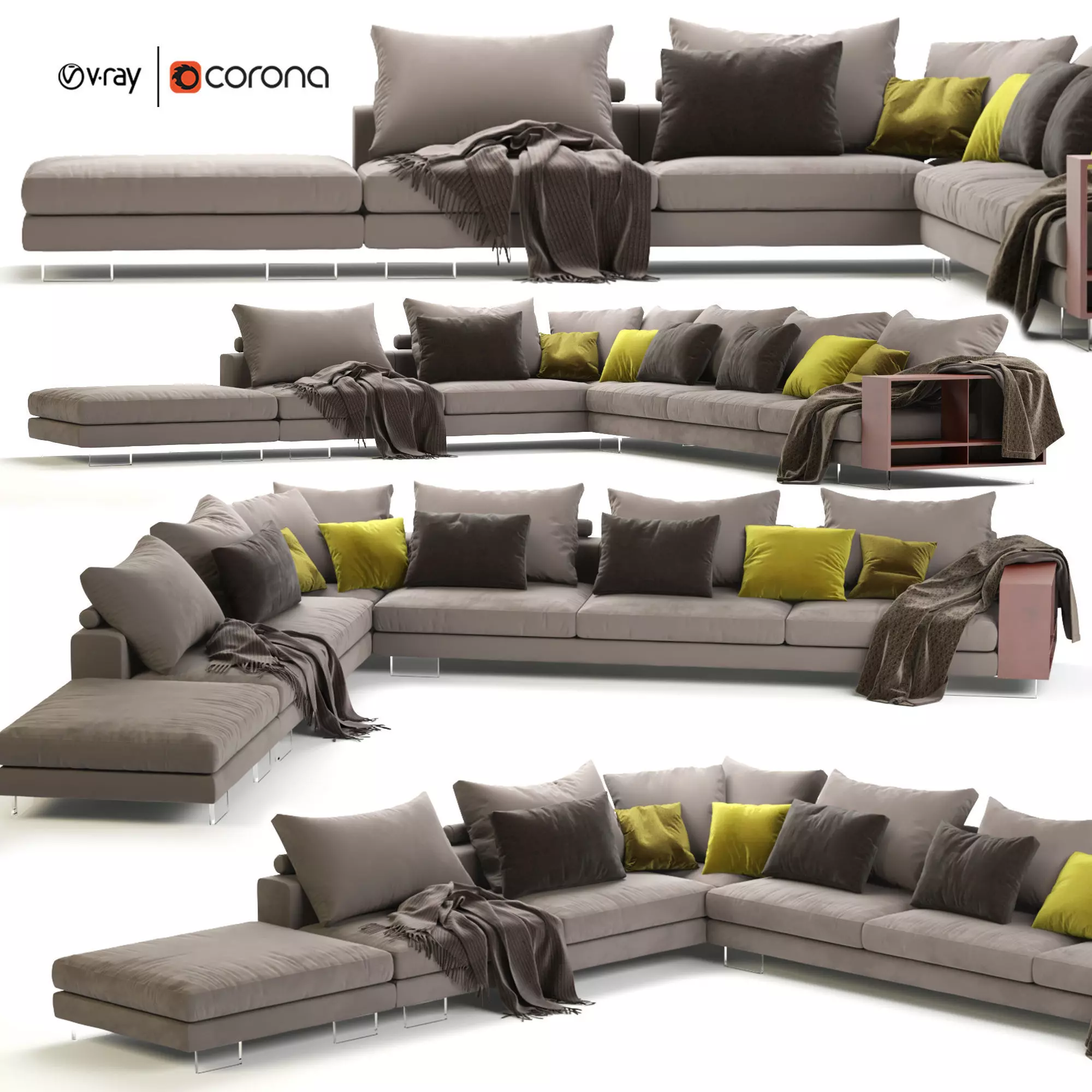Flexform Lightpiece Modular Sofa 3D model_0
