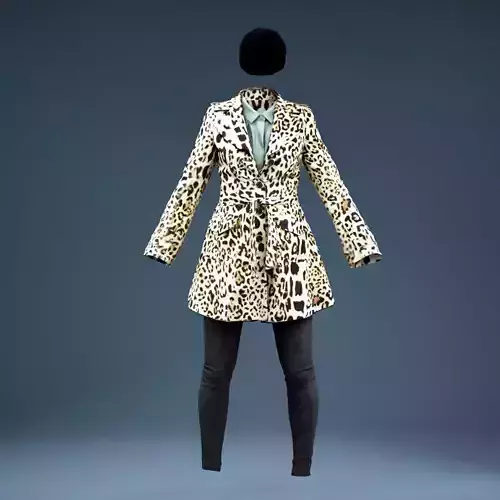 Leopard Coat Clothing Outfit Low-poly 3D model