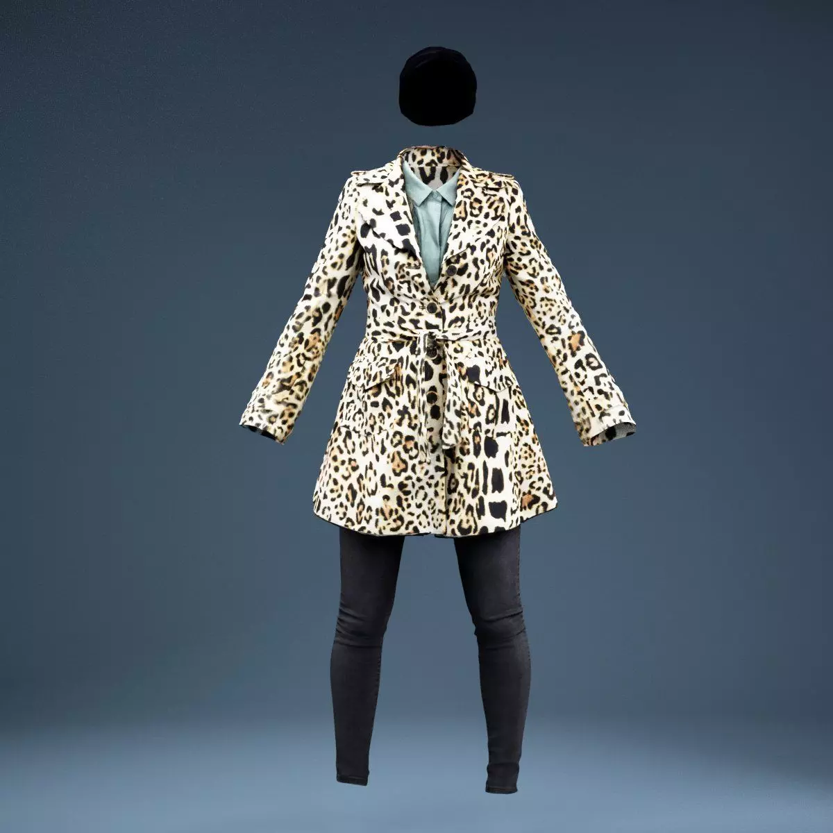 Leopard Coat Clothing Outfit Low-poly 3D model