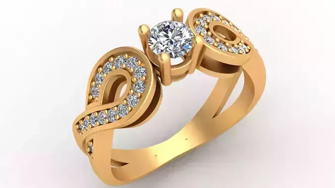 Infinity Engagement Wedding Diamond Gold Ring 3D print model