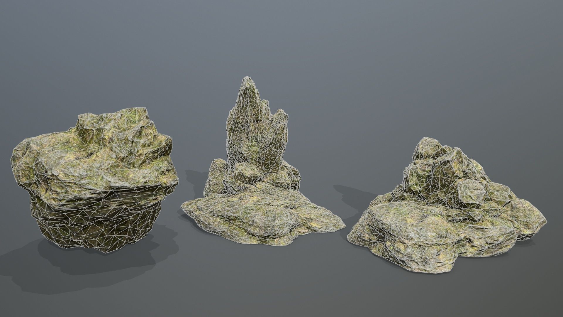 Rock Set Low-poly 3D model_1