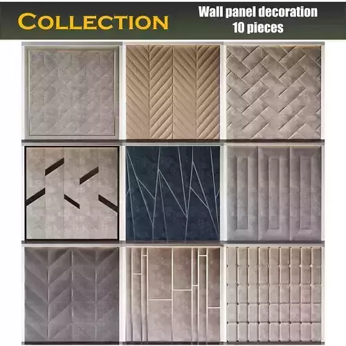 Wall panel decoration 3d model collection 10 pieces Low-poly 3D model