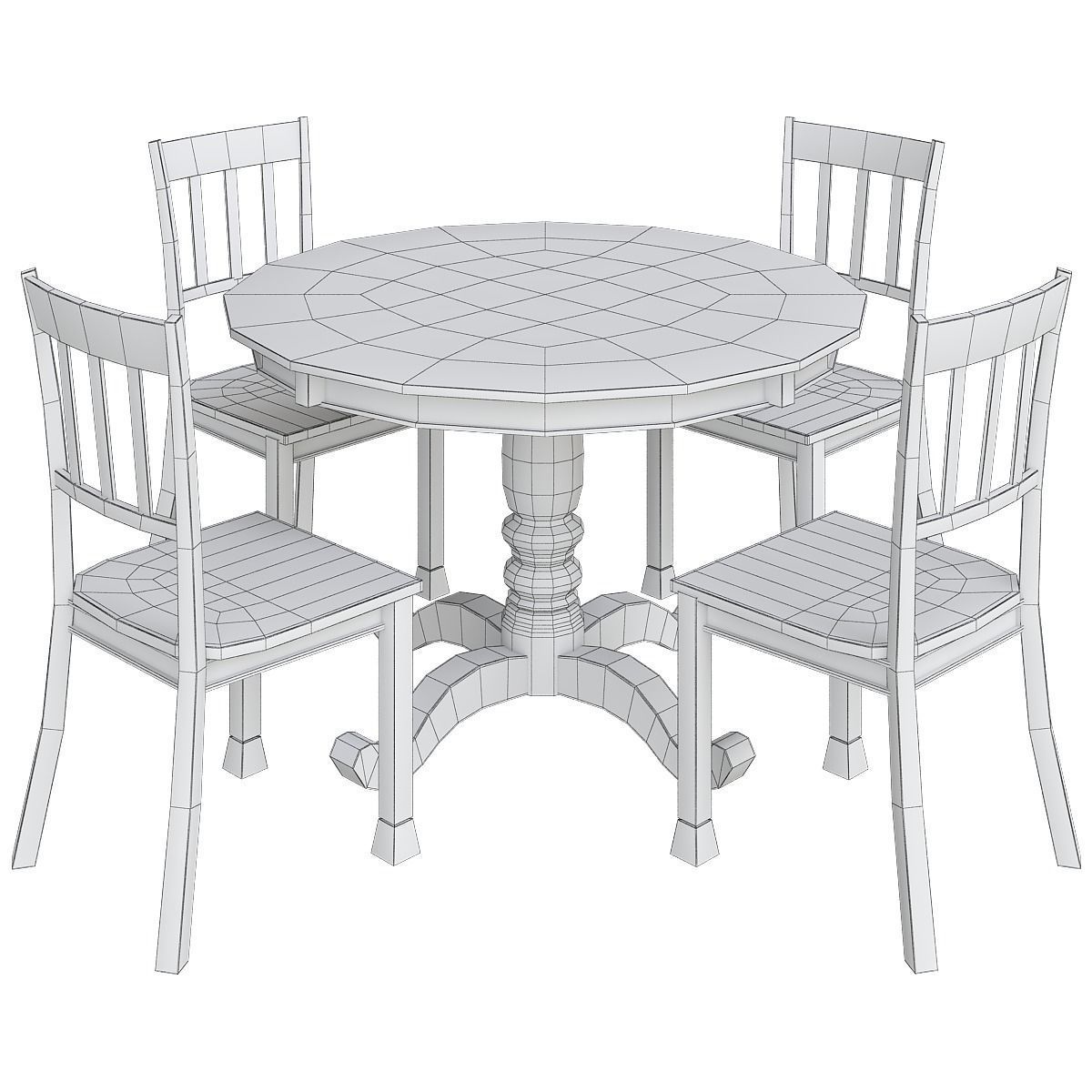 Dinning table 3d model collection 10 pieces Low-poly 3D model_26