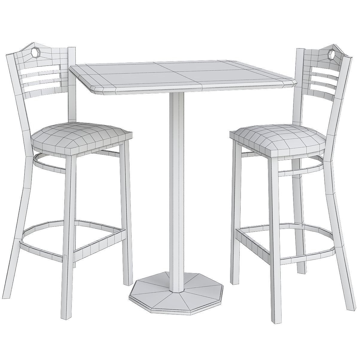 Dinning table 3d model collection 10 pieces Low-poly 3D model_20