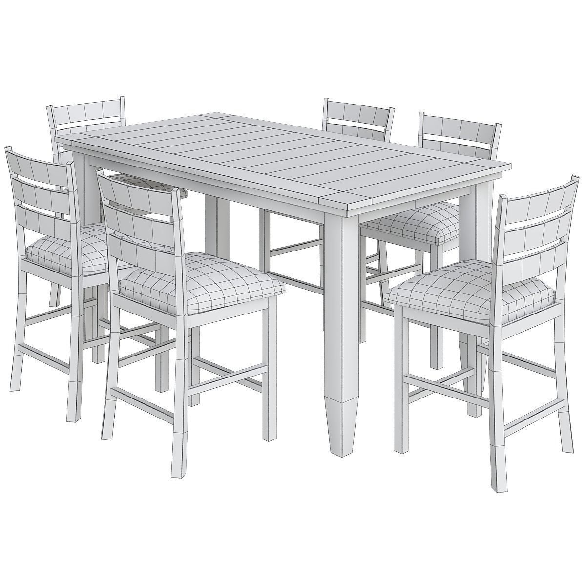 Dinning table 3d model collection 10 pieces Low-poly 3D model_21