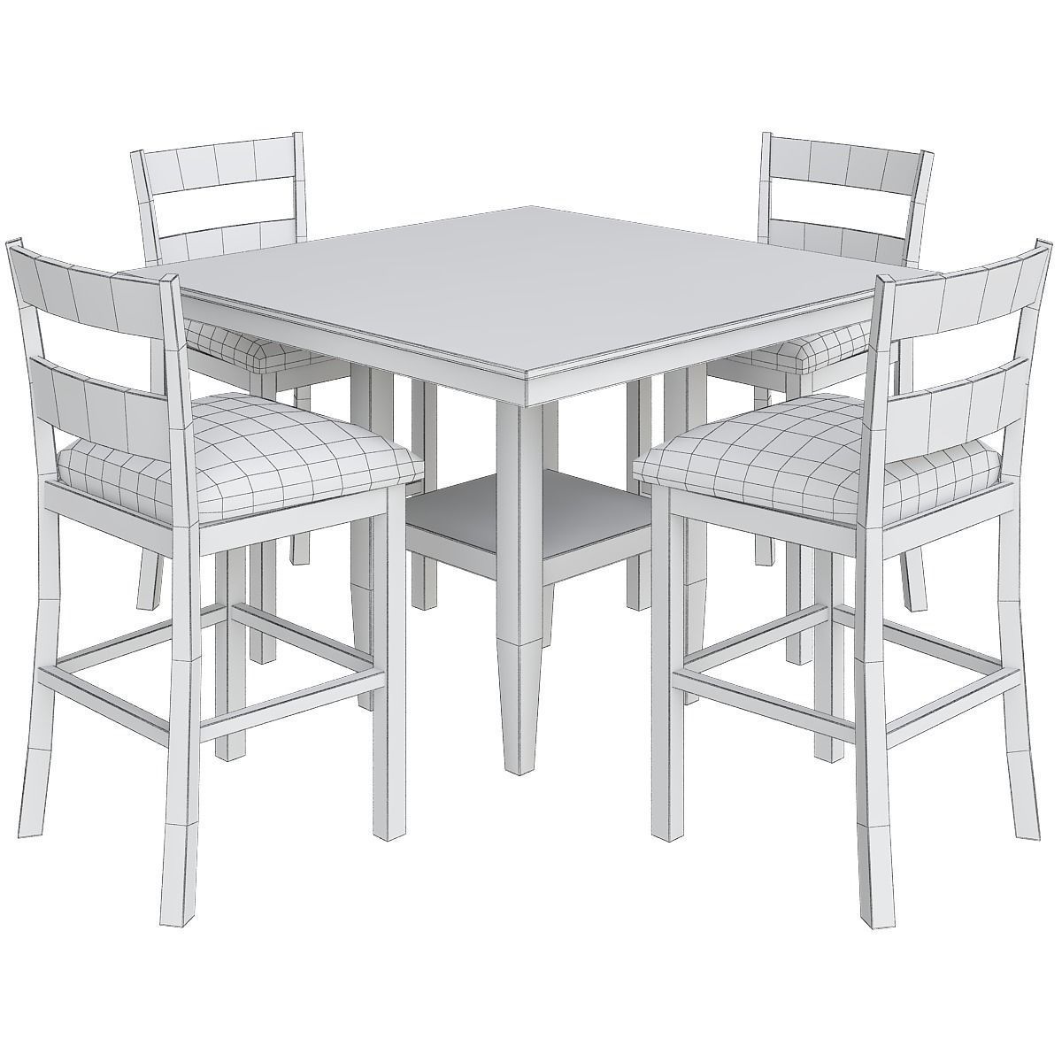 Dinning table 3d model collection 10 pieces Low-poly 3D model_29