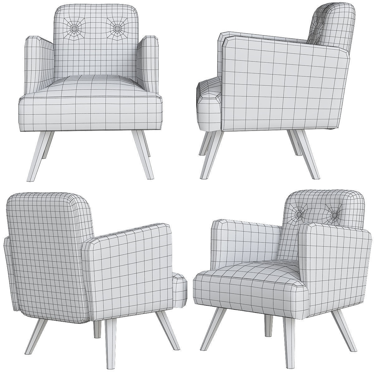 Chair and Armchair 3d model collection 10 pieces Low-poly 3D model_6