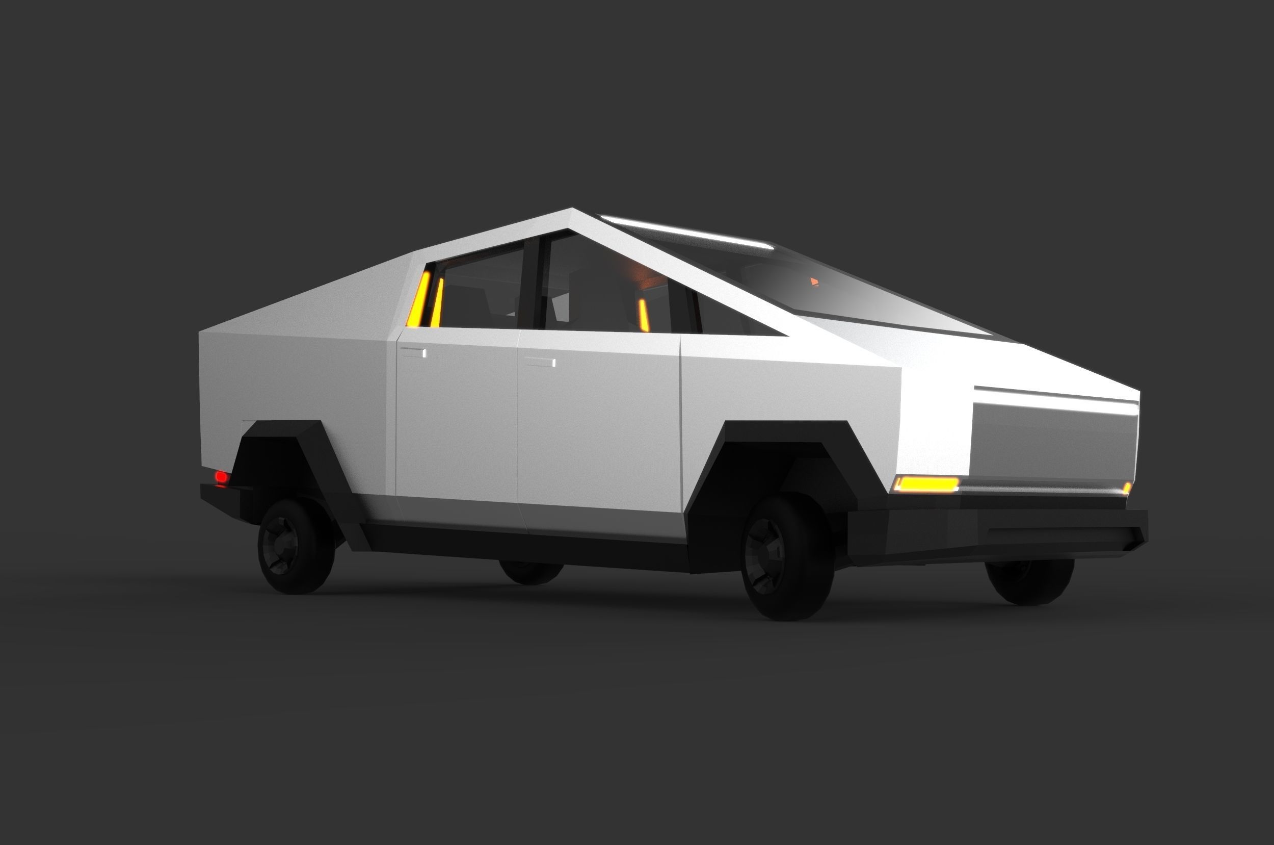 Cartoon Cybertruck  lowpoly Low-poly 3D model_2