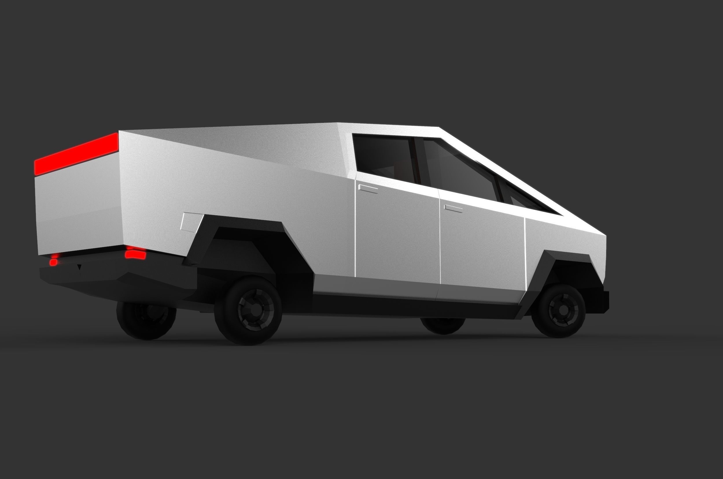 Cartoon Cybertruck  lowpoly Low-poly 3D model_3