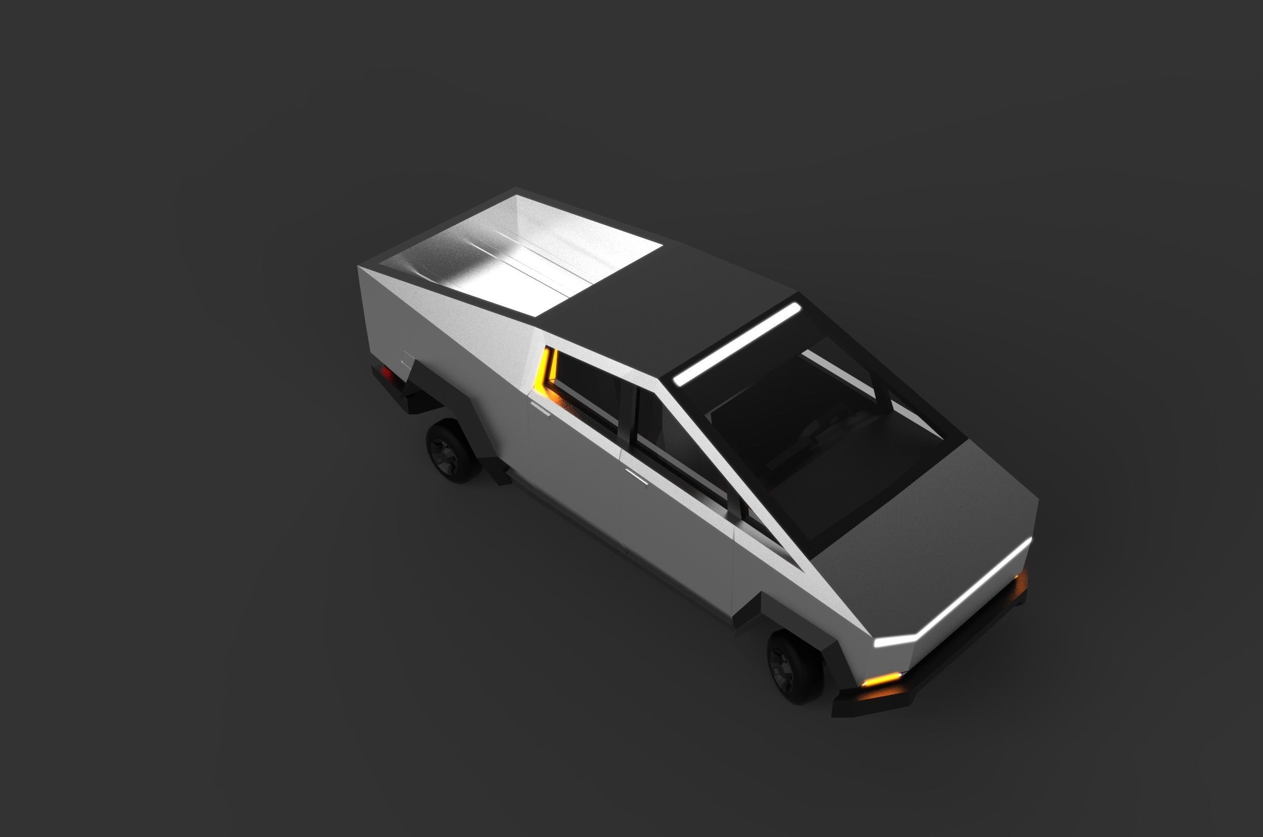 Cartoon Cybertruck  lowpoly Low-poly 3D model_5