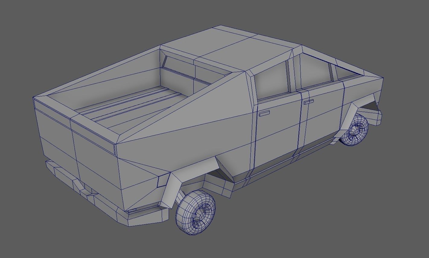 Cartoon Cybertruck  lowpoly Low-poly 3D model_7