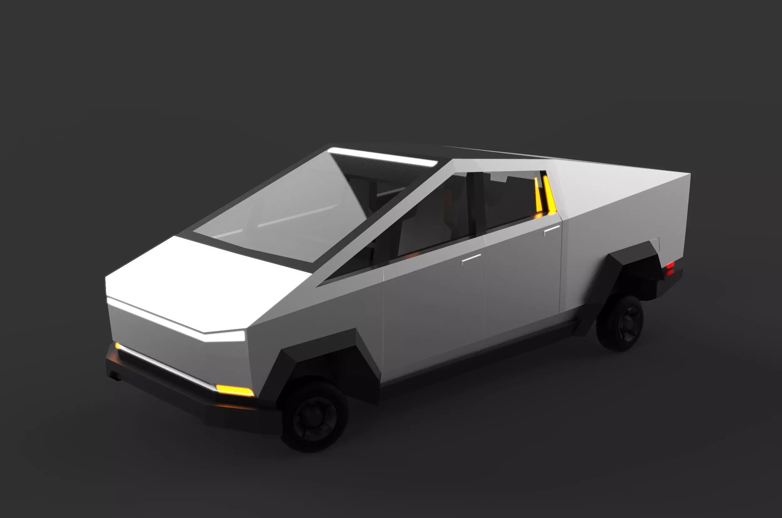 Cartoon Cybertruck  lowpoly Low-poly 3D model_0