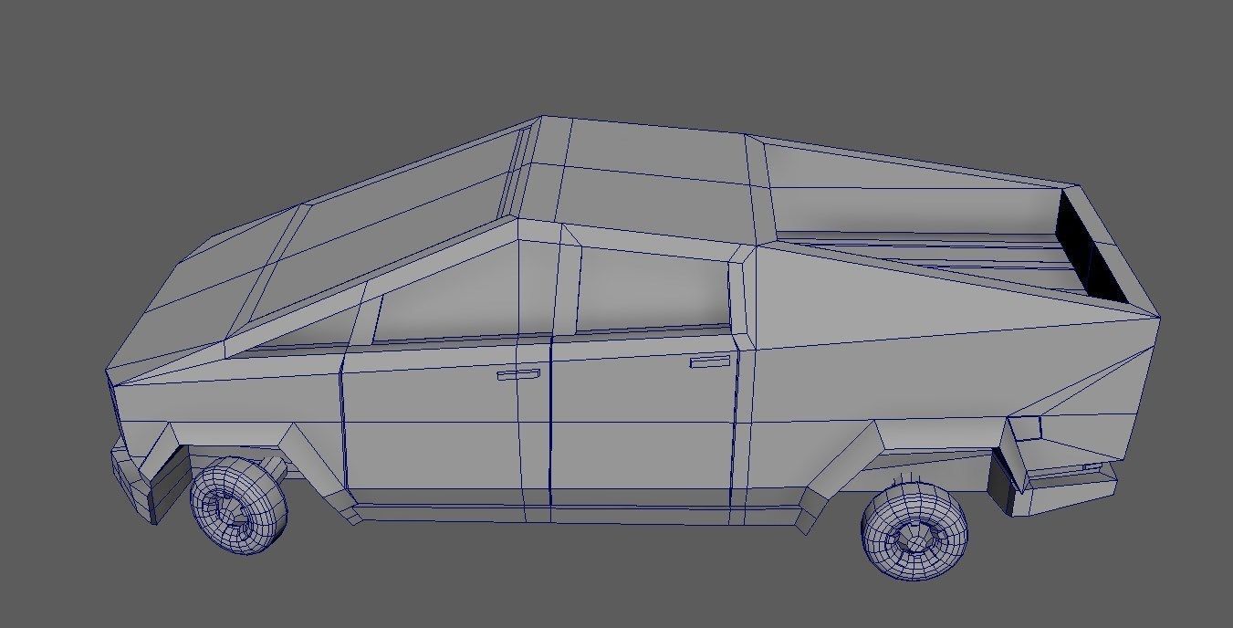 Cartoon Cybertruck  lowpoly Low-poly 3D model_8