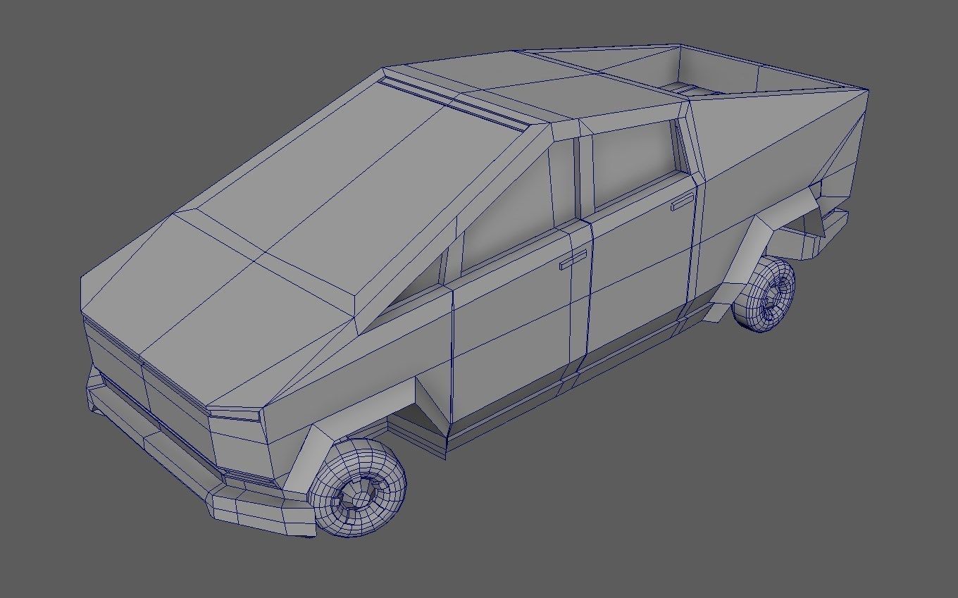 Cartoon Cybertruck  lowpoly Low-poly 3D model_6