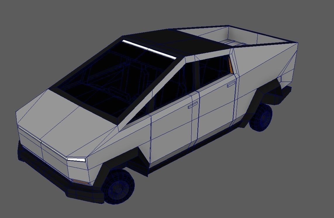 Cartoon Cybertruck  lowpoly Low-poly 3D model_9