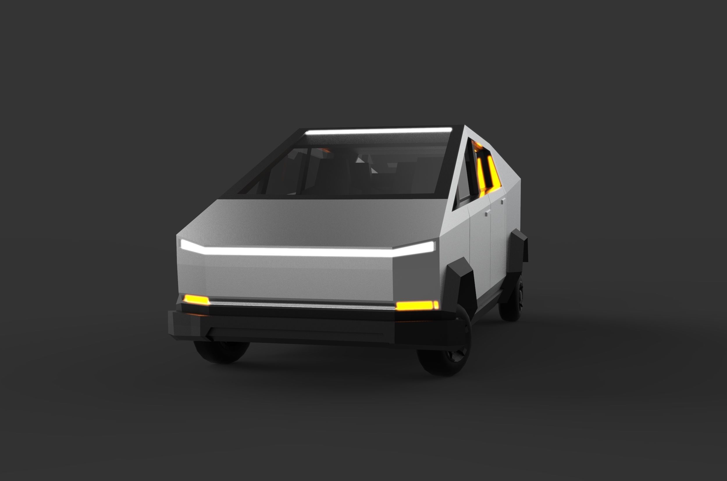 Cartoon Cybertruck  lowpoly Low-poly 3D model_4