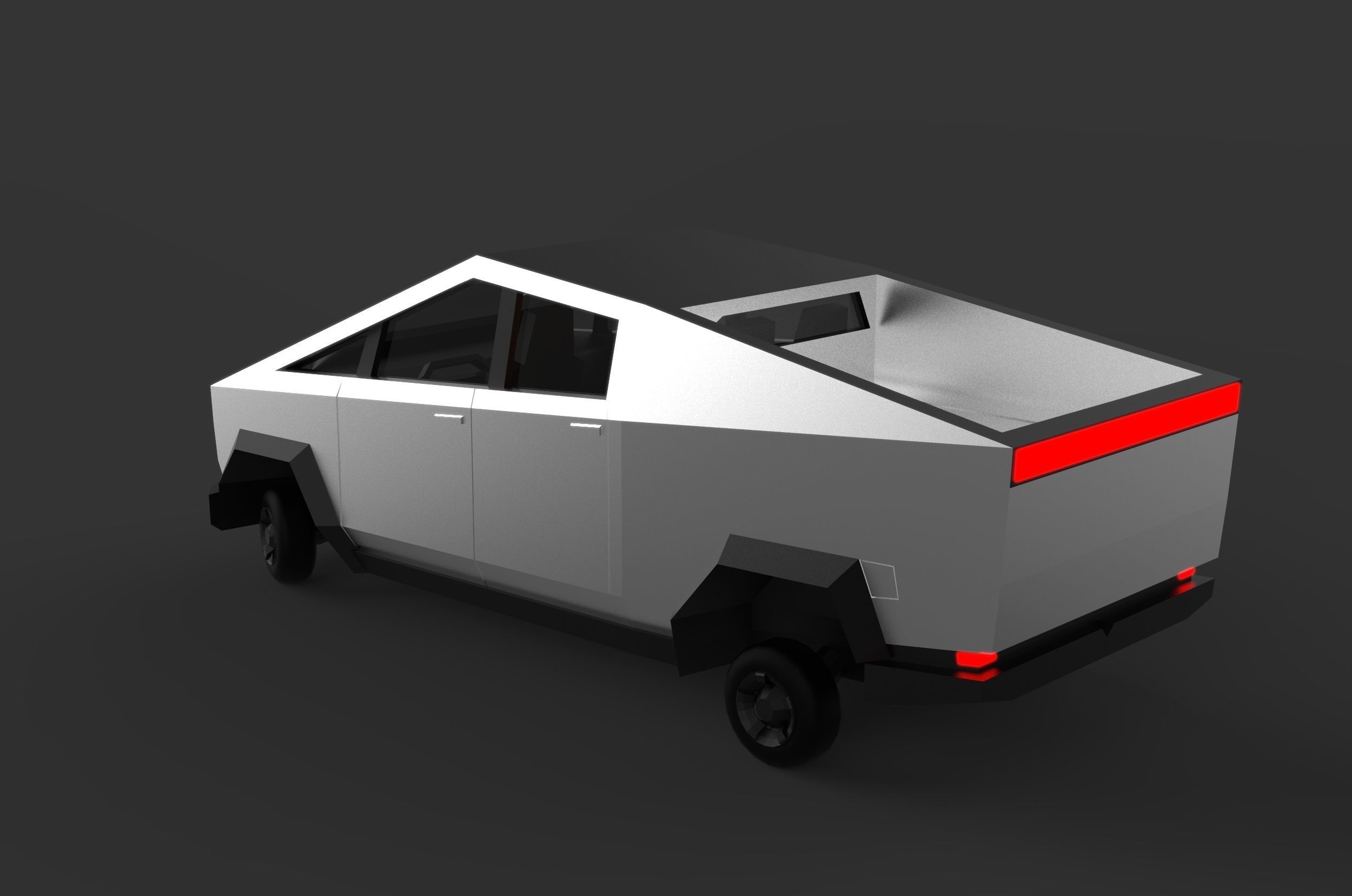 Cartoon Cybertruck  lowpoly Low-poly 3D model_1