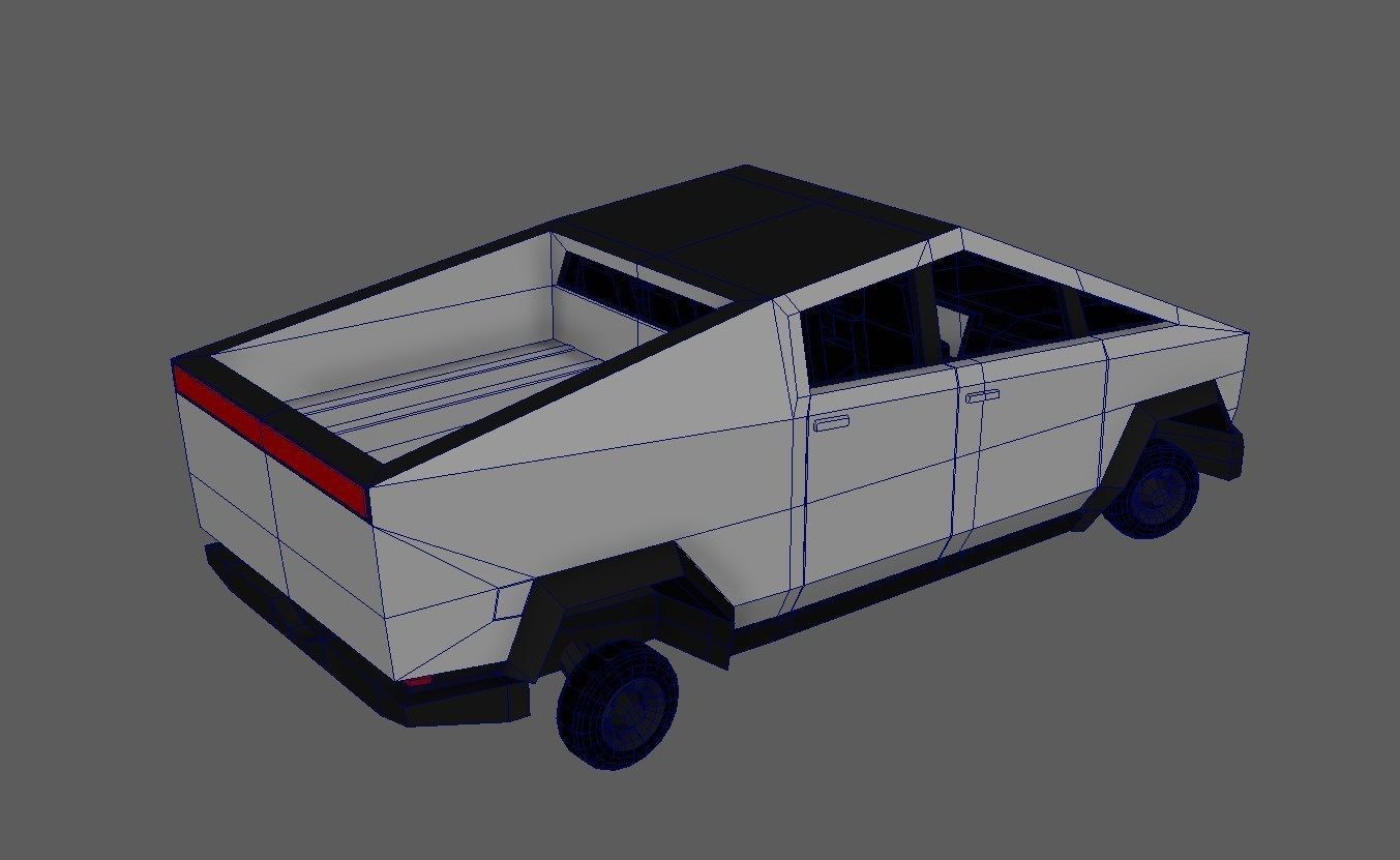 Cartoon Cybertruck  lowpoly Low-poly 3D model_10