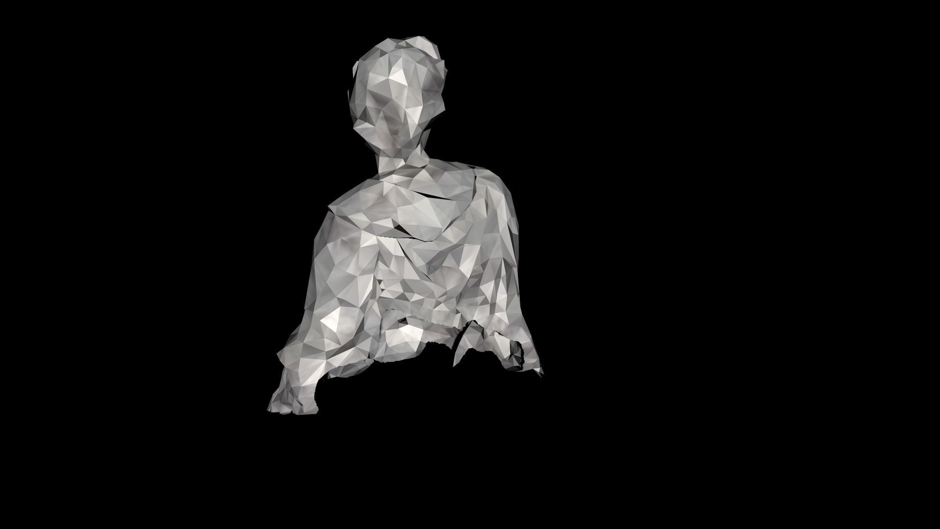 Cesar Low Poly Statue Sculpture 3D model_2