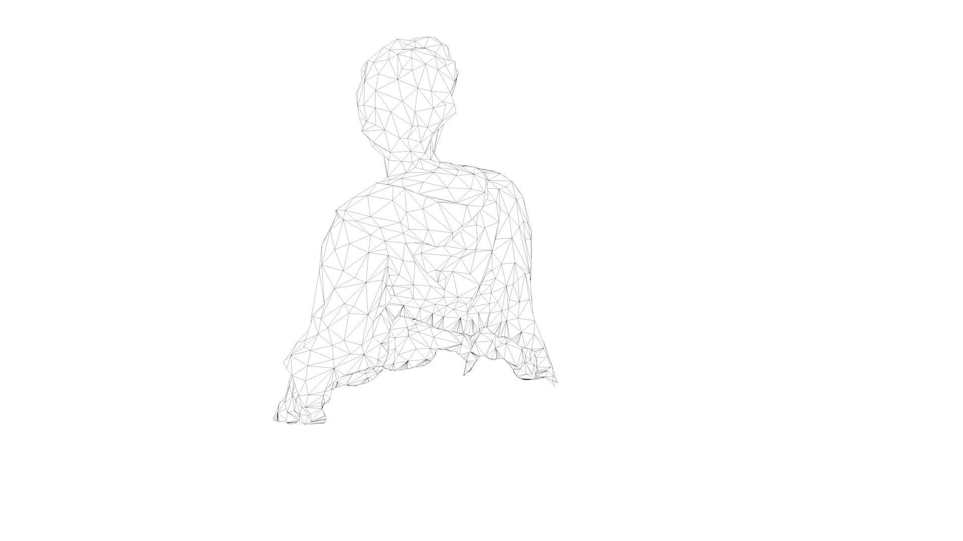 Cesar Low Poly Statue Sculpture 3D model_8