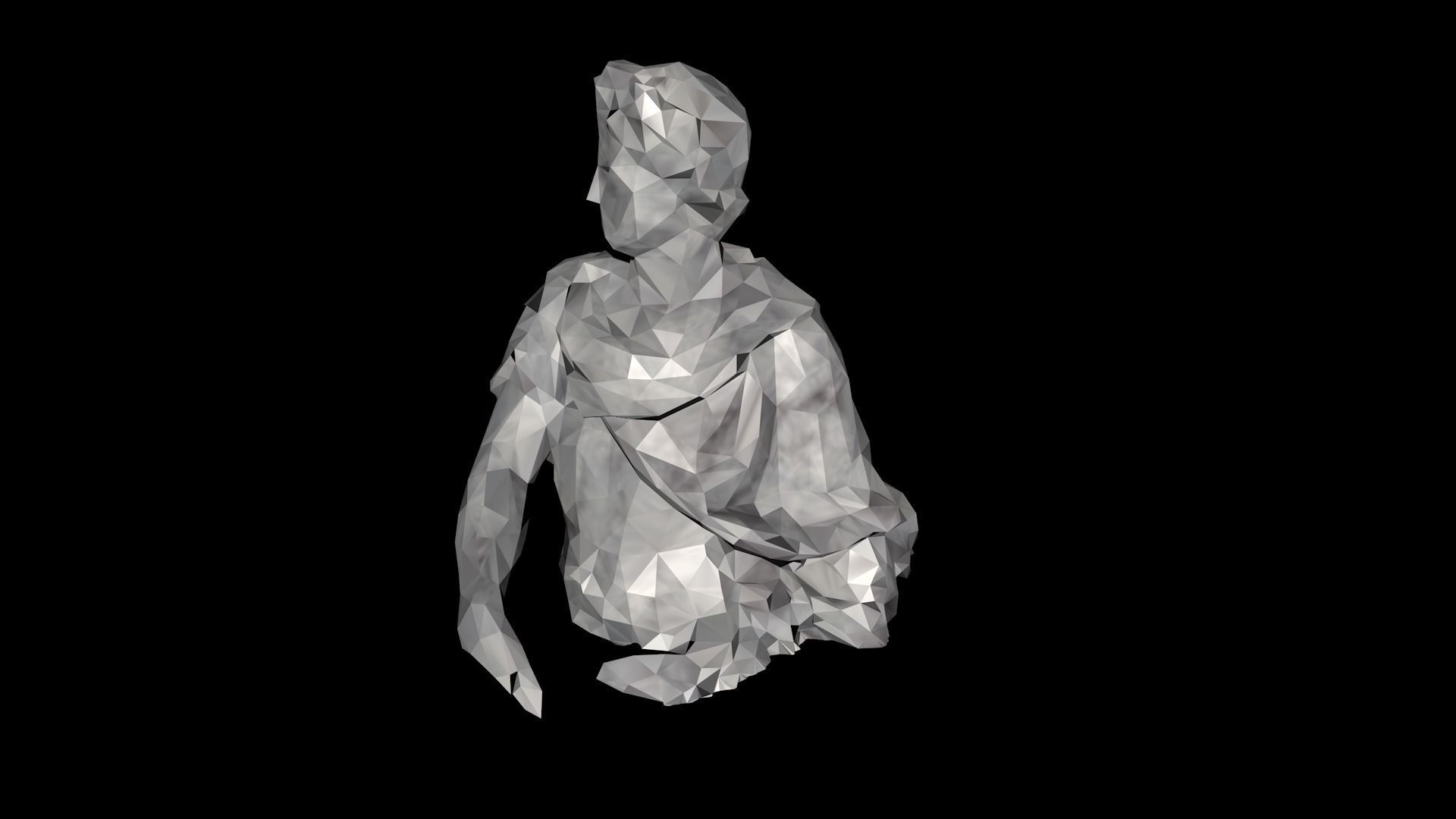 Cesar Low Poly Statue Sculpture 3D model_4