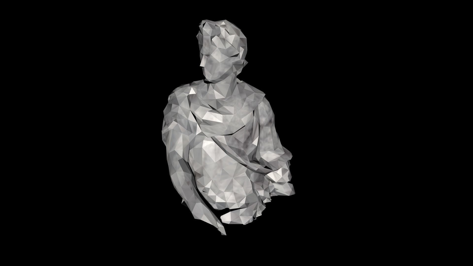 Cesar Low Poly Statue Sculpture 3D model_5