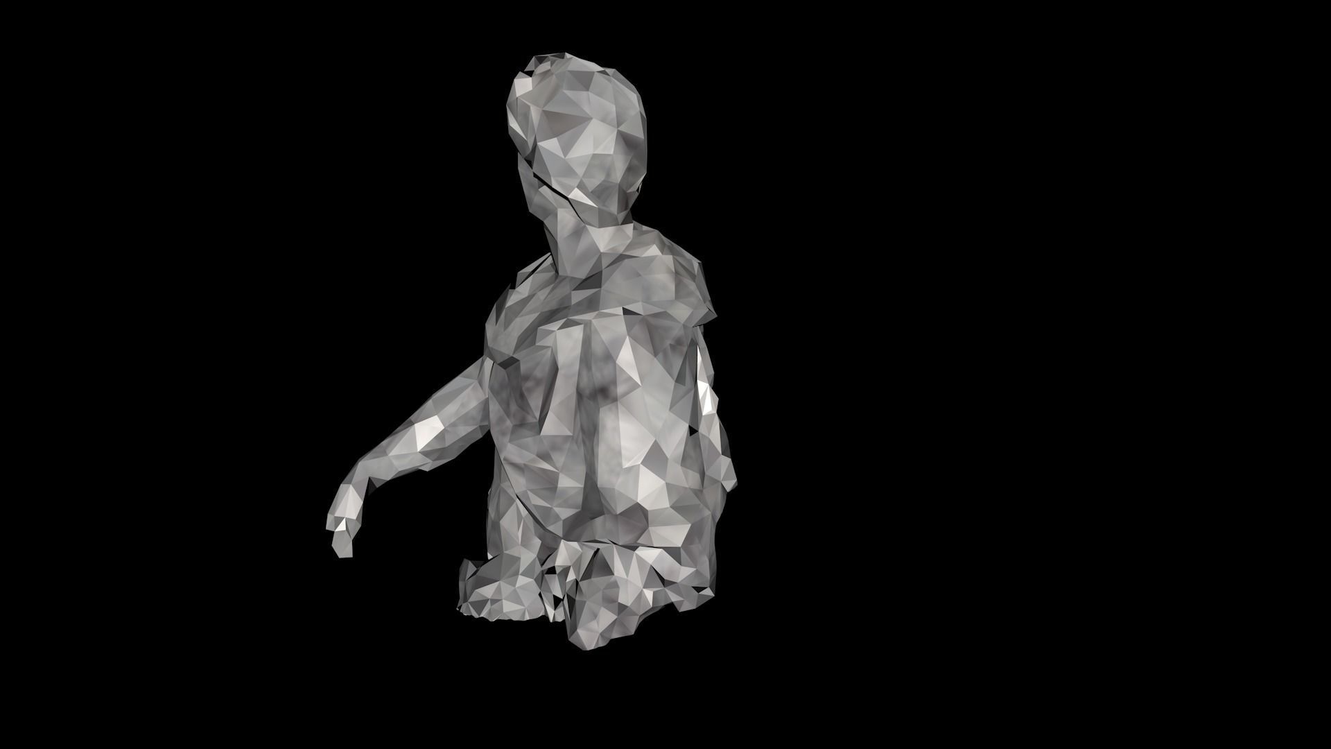 Cesar Low Poly Statue Sculpture 3D model_3