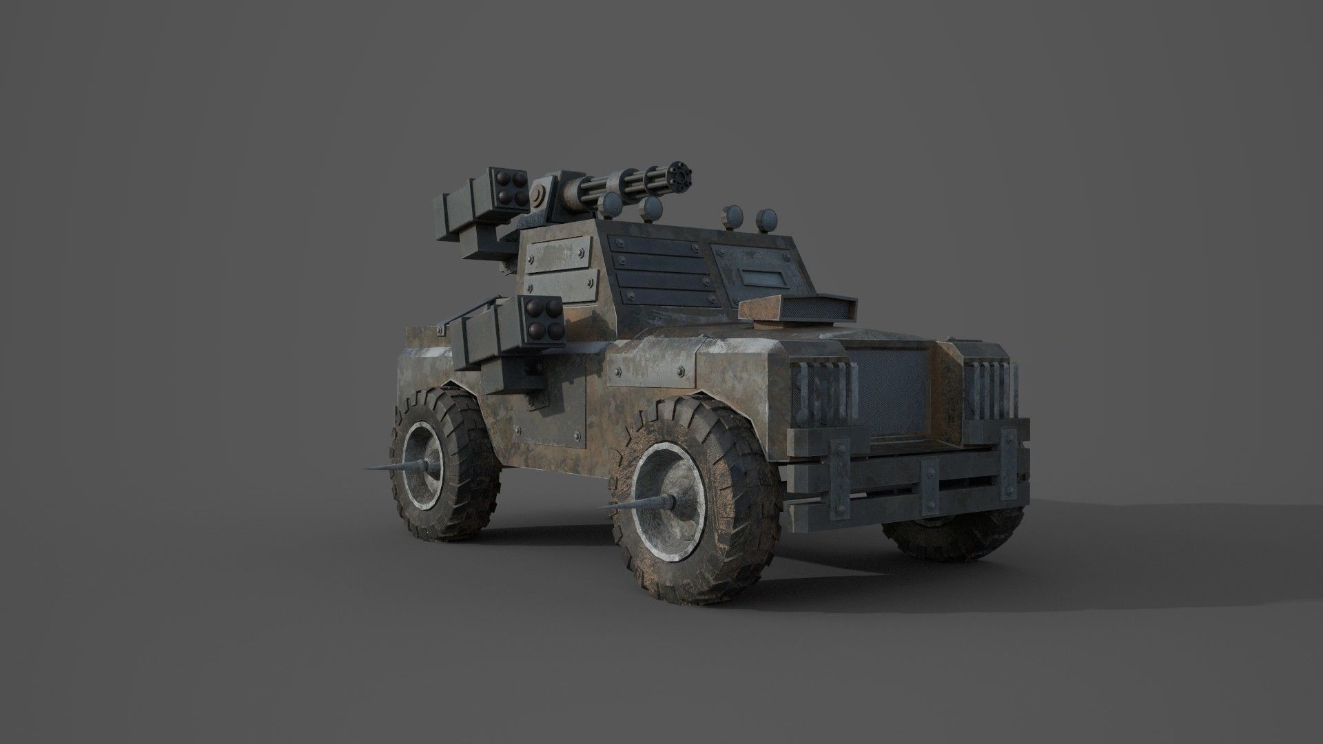 Post Apocalyptic Monster Rover Truck Low-poly 3D model_5