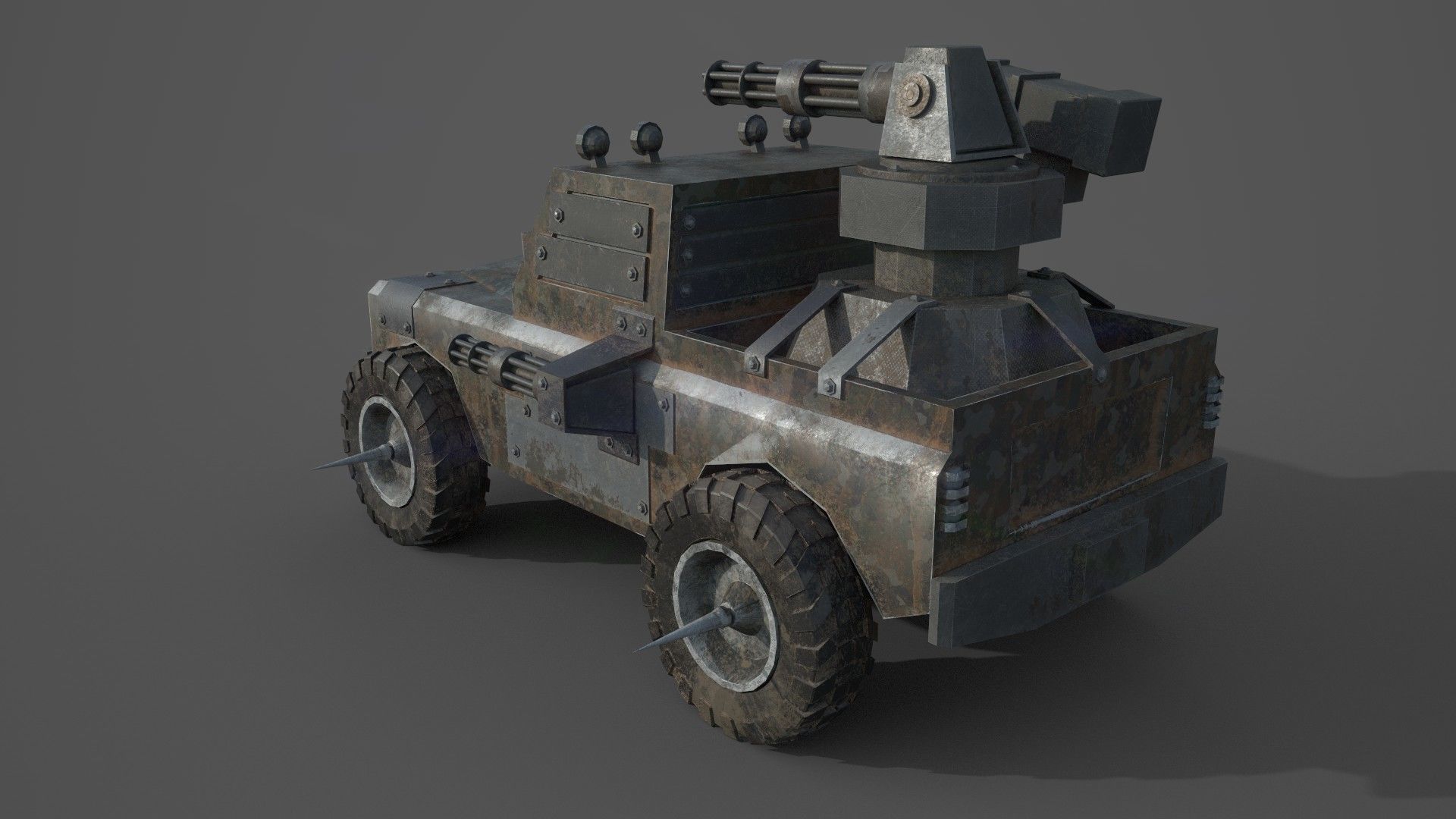Post Apocalyptic Monster Rover Truck Low-poly 3D model_4