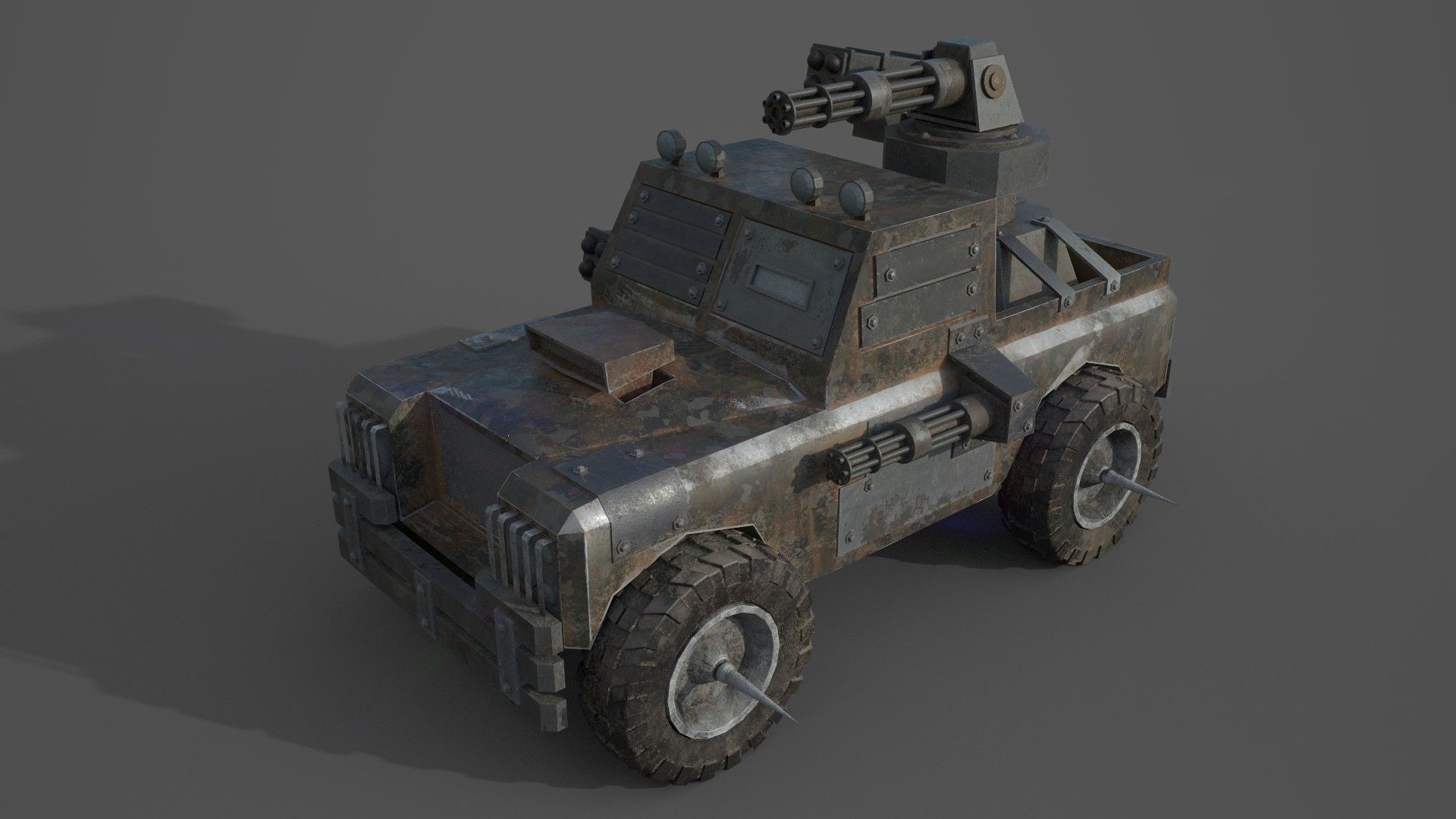 Post Apocalyptic Monster Rover Truck Low-poly 3D model_3