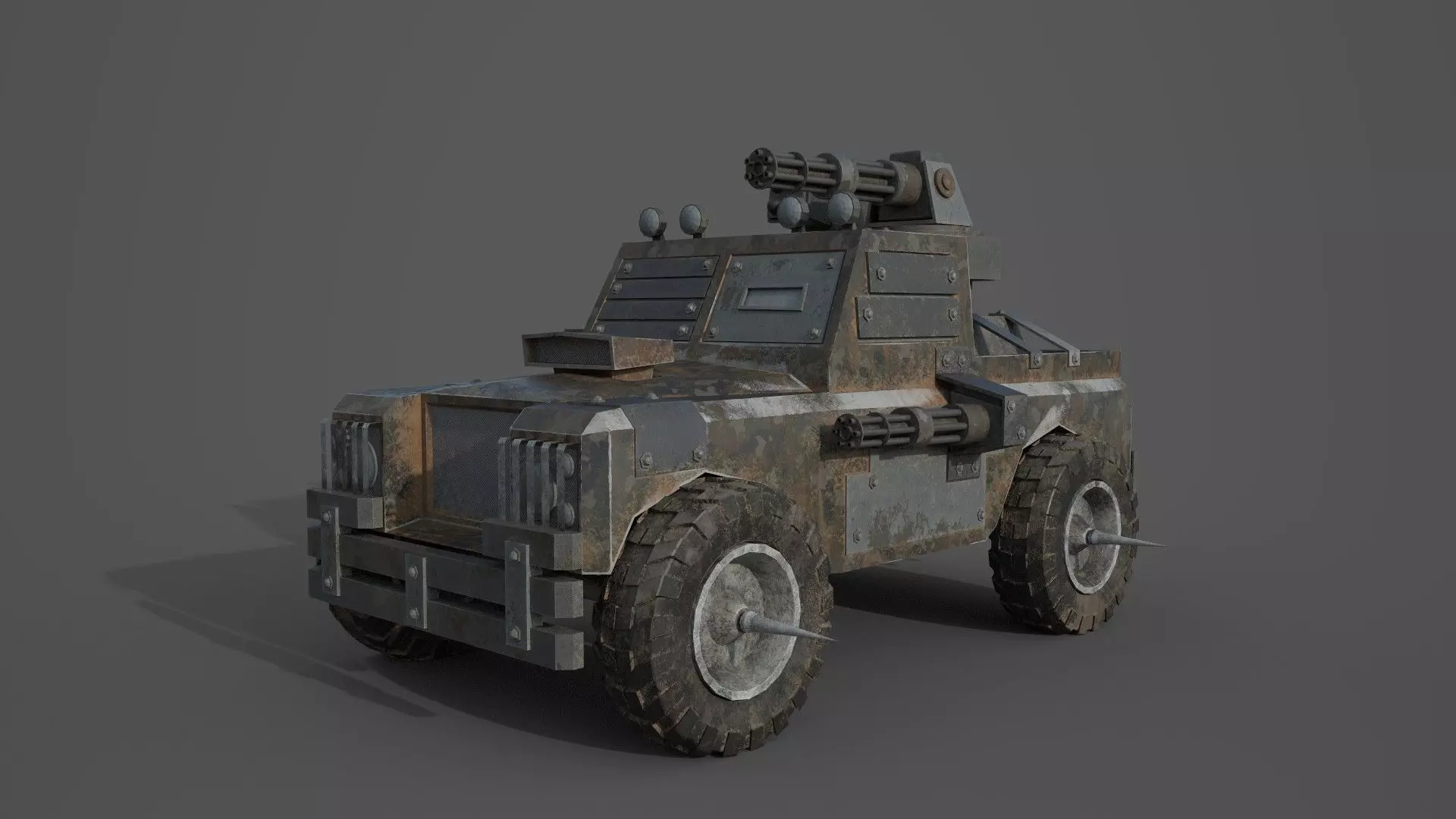 Post Apocalyptic Monster Rover Truck Low-poly 3D model_0