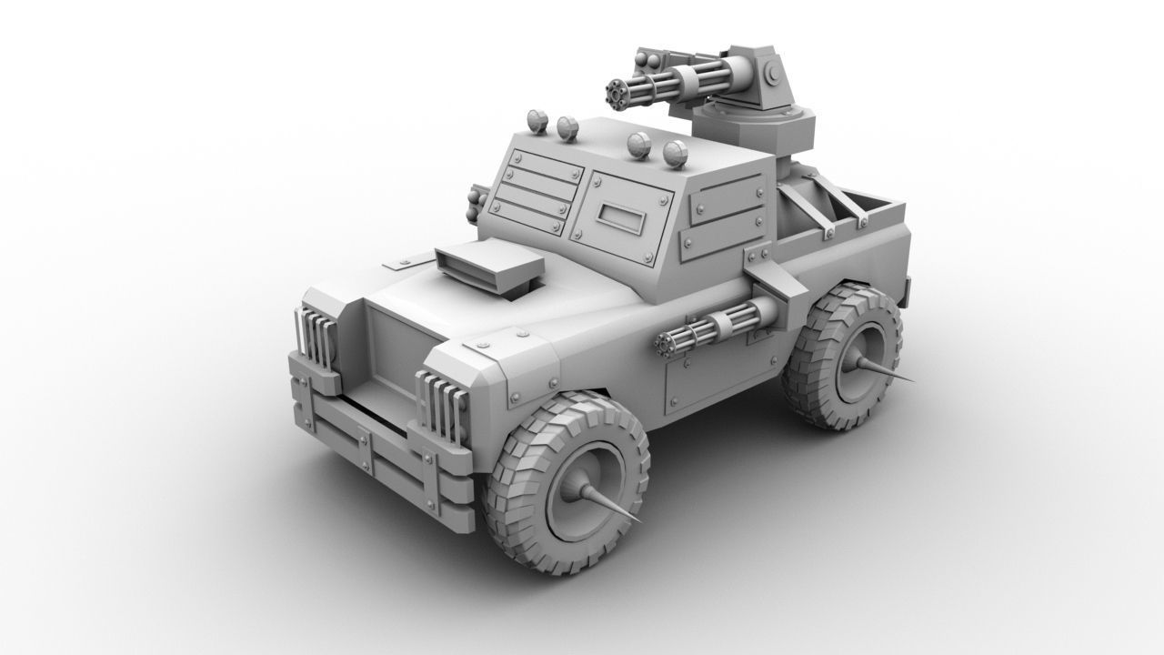 Post Apocalyptic Monster Rover Truck Low-poly 3D model_7