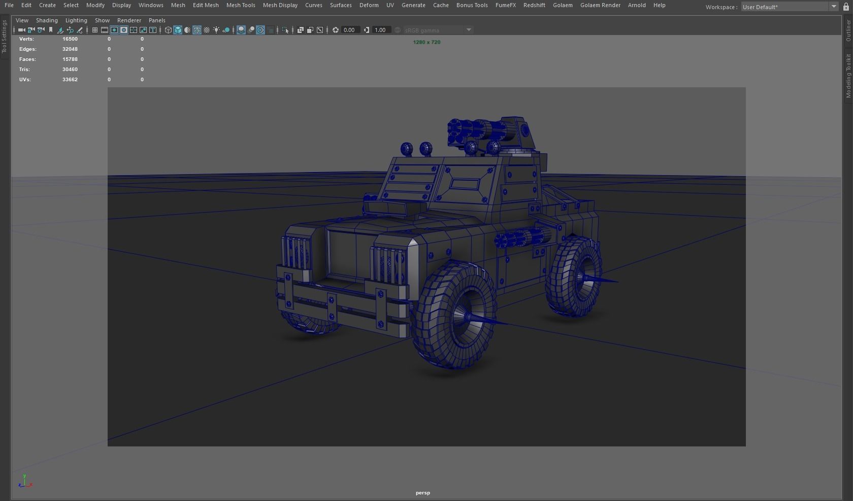 Post Apocalyptic Monster Rover Truck Low-poly 3D model_8