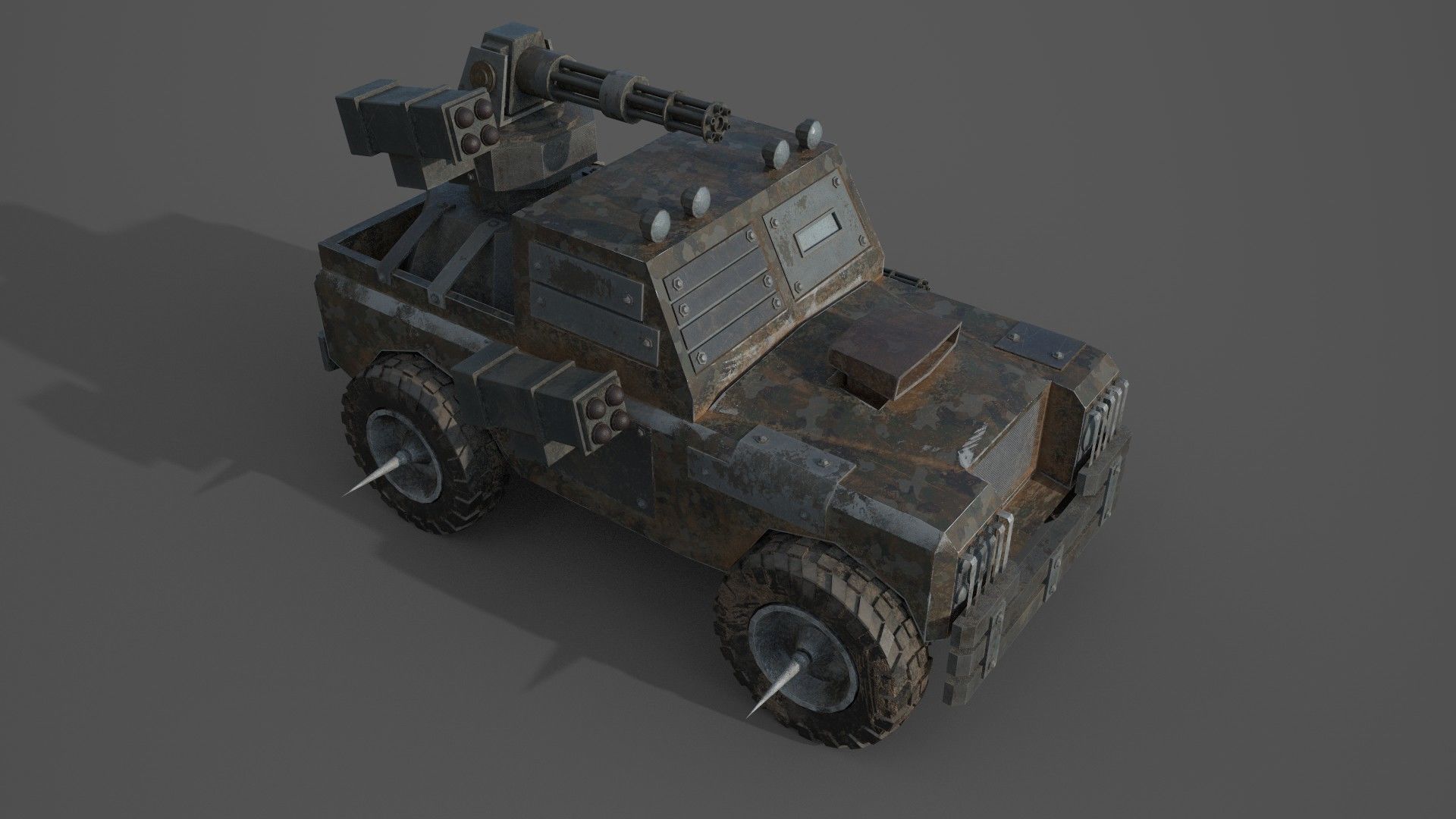 Post Apocalyptic Monster Rover Truck Low-poly 3D model_2