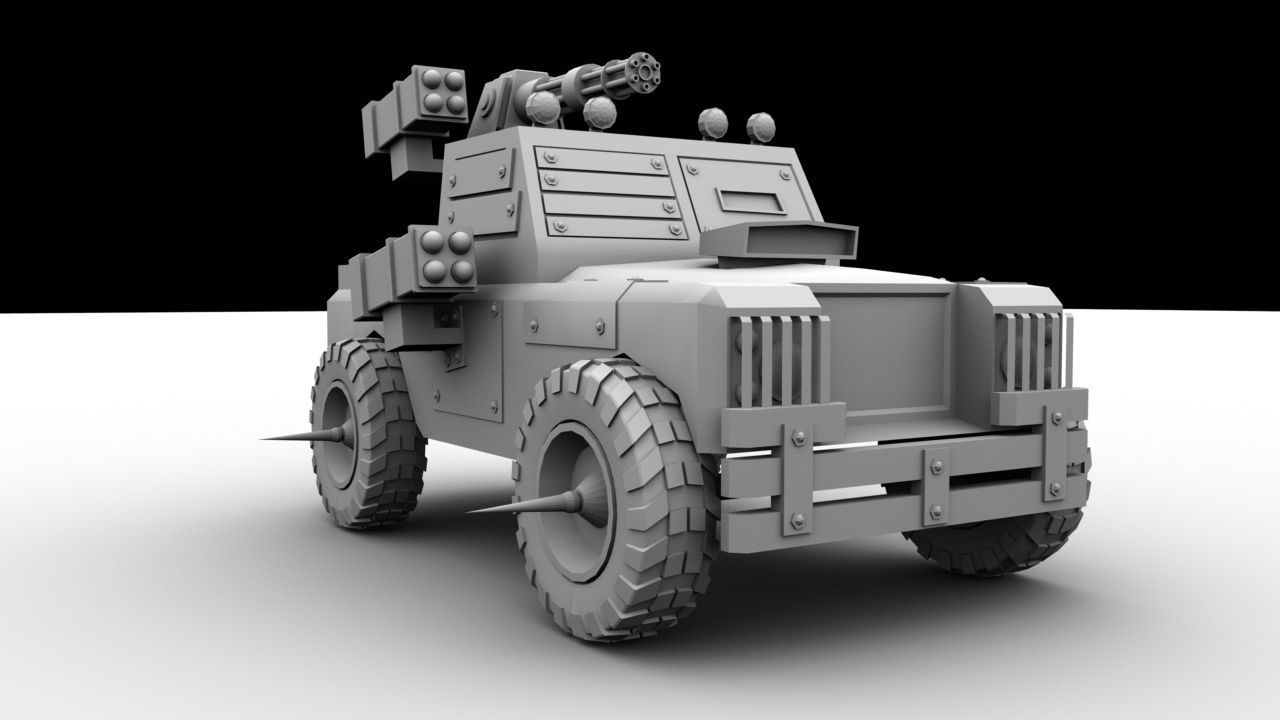 Post Apocalyptic Monster Rover Truck Low-poly 3D model_9