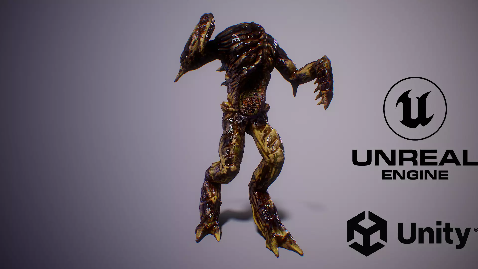 Alien PBR Game Character with LOD Low-poly 3D model_0