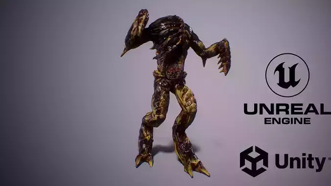 Alien PBR Game Character with LOD Low-poly 3D model