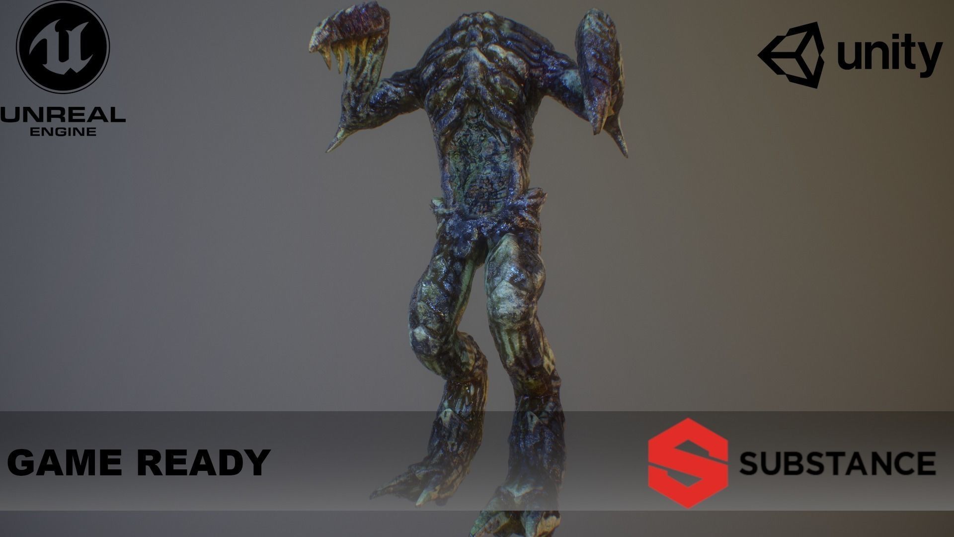 Alien PBR Game Character with LOD Low-poly 3D model_4