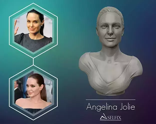 Angelina Jolie 3D bust ready to 3D print